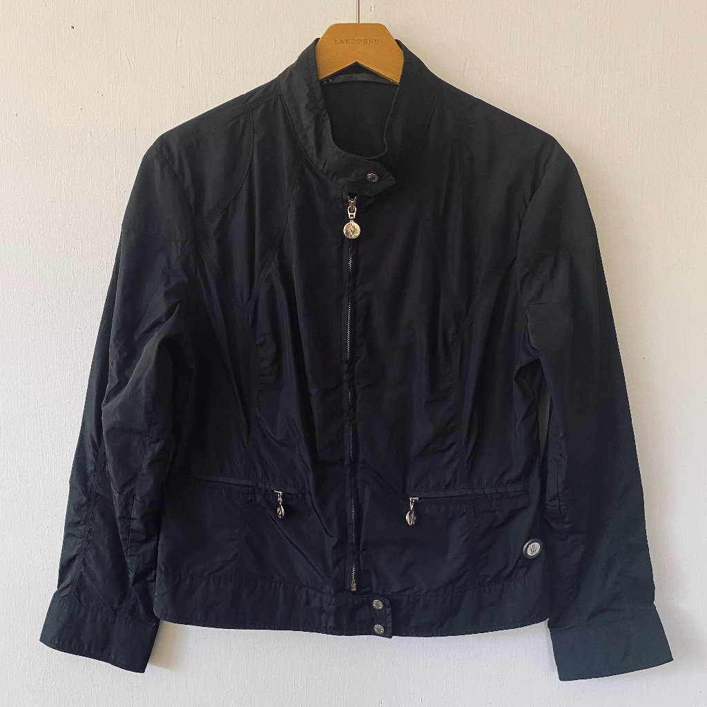 Moncler Moto Jacket Black Zip Up Size 3 Large